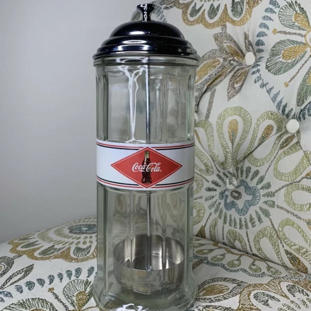 Vintage Classic Coca Cola Straw Holder Glass - Picture 1 of 4